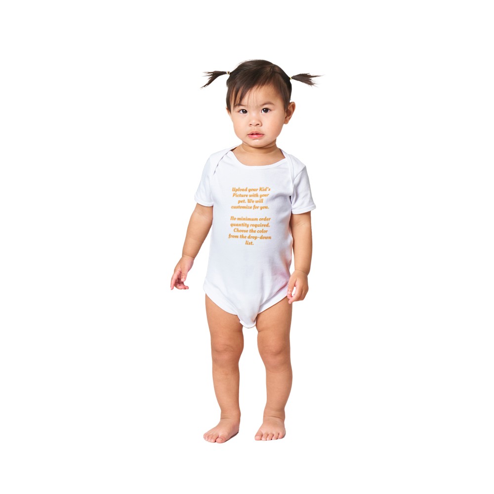 Customize Classic Baby Short Sleeve Onesies. Take a selfie or upload an image. Unlimited Possibilities.