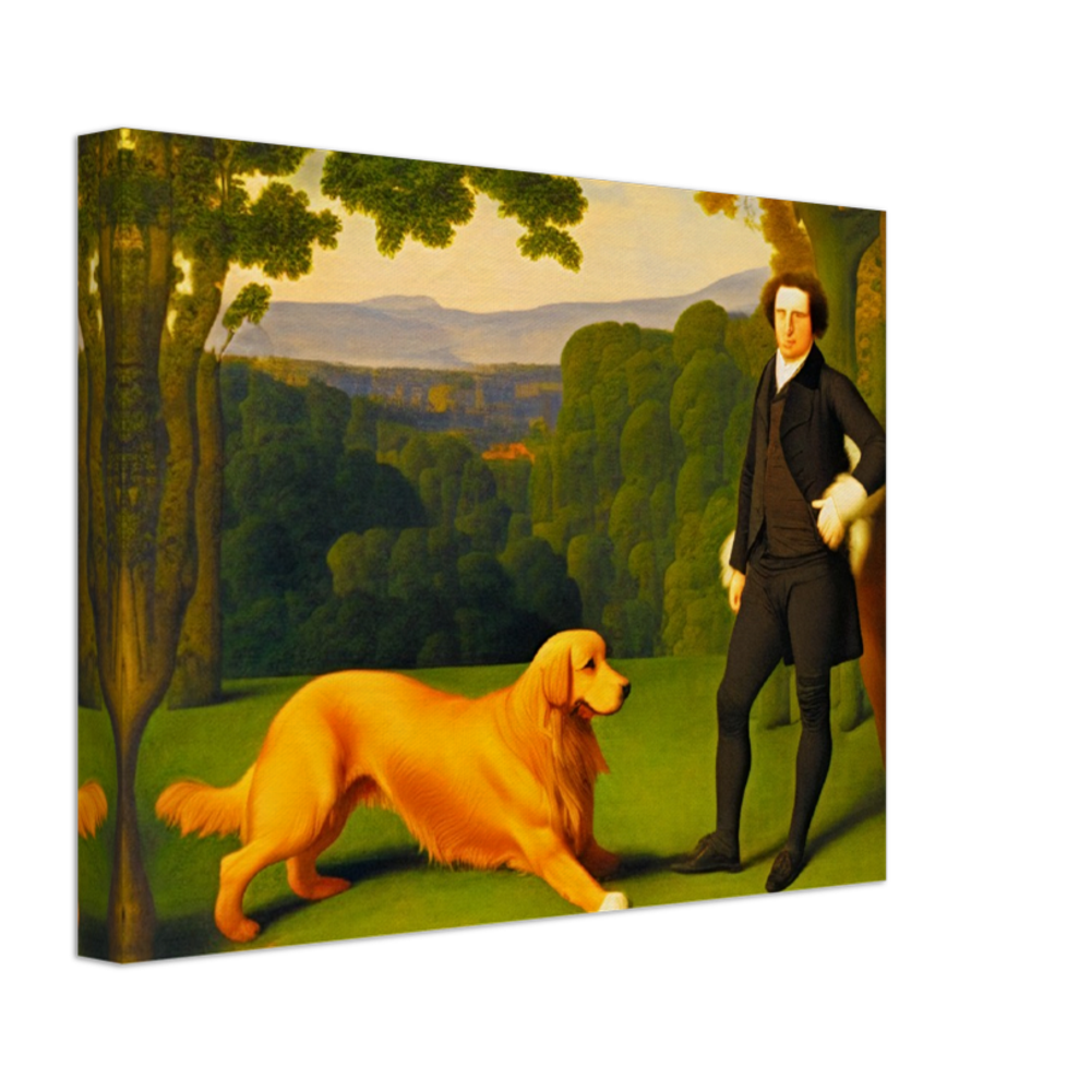 Golden Retriever Landscape Art Jean Auguste Dominique Ingres Style Painting Cute Dog Exclusive Style#6.  Available in several sizes and types.