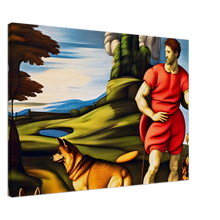 Load image into Gallery viewer, Landscape Art Michel Angelo Style German Shepherd Painting
