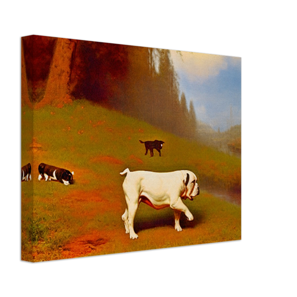Landscape Art Alfred Bierstadt Style French Bull Dog Painting Canvas